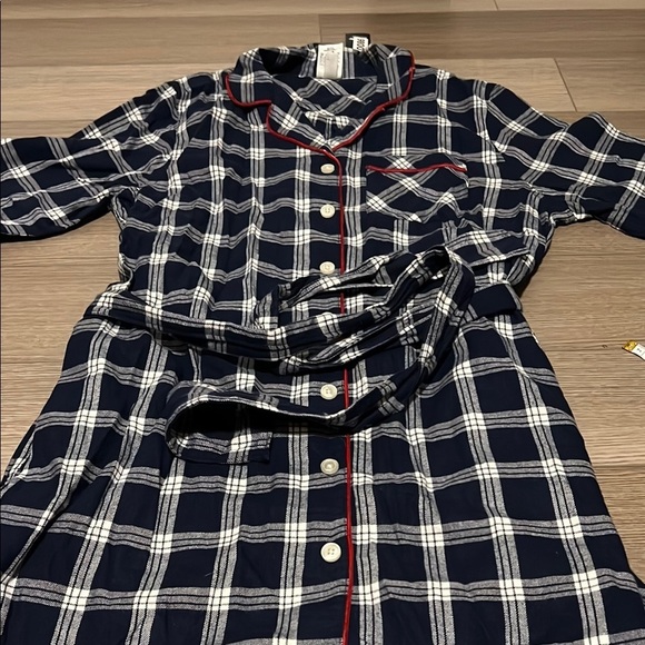 Navy Plaid Button-Up Pajama - Picture 1 of 6
